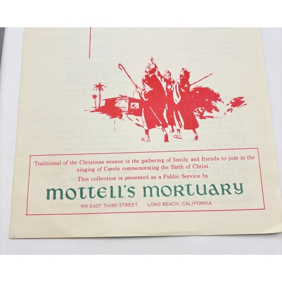 Mottells Mortuary Christmas Carols Booklet Long Beach CA 1950s Ephemera - Picture 5 of 7
